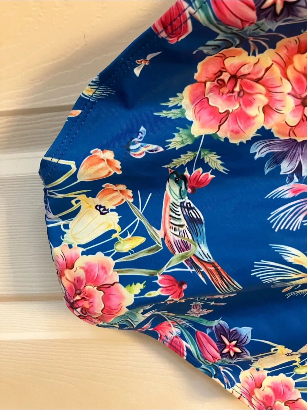 Kids Long-Sleeve Floral Zip Front Swimsuit - Blue